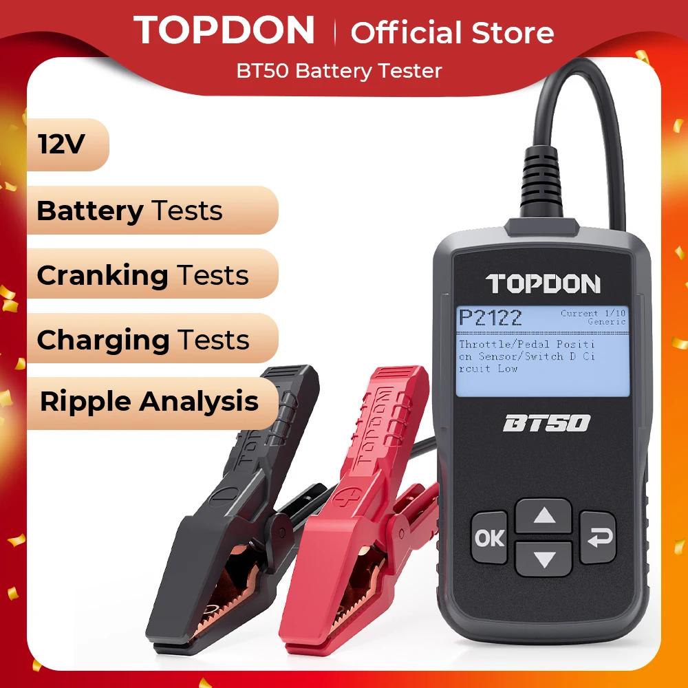 TOPDON-BT50 ڵ ͸ ׽ 12V 100-2000CCA ũũ  Ŷ ׽, ͸ м ͸ 